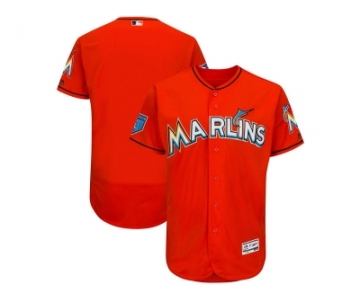 Men Miami Marlins Customized Majestic Orange 2018 Spring Training Flex Base Team Jersey