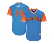 Men's 2017 Little League World Series Marlins #14 Martin Prado Pratt Blue Jersey