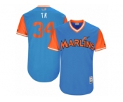 Men's 2017 Little League World Series Marlins #34 Tom Koehler T.K. Blue Jersey