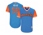 Men's 2017 Little League World Series Marlins Dan Straily #58 Rojo Blue Jersey