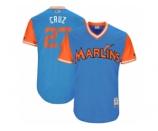 Men's 2017 Little League World Series Marlins Giancarlo Stanton #27 Cruz Blue Jersey
