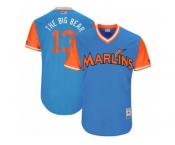 Men's 2017 Little League World Series Marlins Marcell Ozuna #13 The Big Bear Blue Jersey