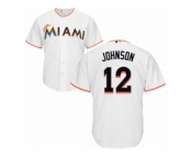 Men's Majestic Miami Marlins #12 Chris Johnson Authentic White Home Cool Base MLB Jersey
