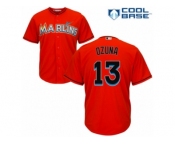 Men's Majestic Miami Marlins #13 Marcell Ozuna Replica Orange Alternate 1 Cool Base MLB Jersey