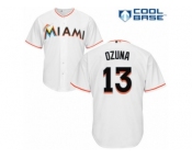 Men's Majestic Miami Marlins #13 Marcell Ozuna Replica White Home Cool Base MLB Jersey