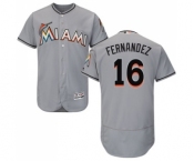 Men's Majestic Miami Marlins #16 Jose Fernandez Grey Flexbase Authentic Collection MLB Jersey