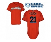 Men's Majestic Miami Marlins #21 Christian Yelich Replica Orange Alternate 1 Cool Base MLB Jersey