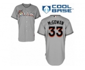 Men's Majestic Miami Marlins #33 Dustin McGowan Replica Grey Road Cool Base MLB Jersey