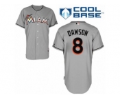 Men's Majestic Miami Marlins #8 Andre Dawson Replica Grey Road Cool Base MLB Jersey