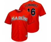 Men's Miami Marlins #16 Jose Fernandez Majestic Orange Cool Base Player Jersey