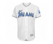 Men's Miami Marlins Majestic Blank White Fashion 2016 Father's Day Flex Base Team Jersey