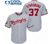 Men's Washington Nationals #37 Stephen Strasburg Replica Grey Road Cool Base 2019 World Series Champions Baseball Jersey