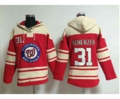 mlb jerseys washington nationals #31 scherzer red[pullover hooded sweatshirt]