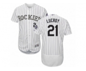 Colorado Rockies #21 Jonathan Lucroy White Flexbase Authentic Collection MLB Jersey