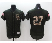 Men Colorado Rockies #27 Story Majestic Green Salute to Service Flexbase Authentic Collection Jersey