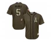 Men's Majestic Los Angeles Angels of Anaheim #5 Albert Pujols Replica Green Salute to Service MLB Jersey