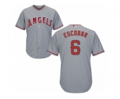 Men's Majestic Los Angeles Angels of Anaheim #6 Yunel Escobar Replica Grey Road Cool Base MLB Jersey
