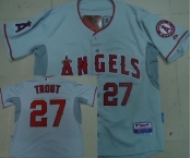 mlb jerseys los angeles angels #27 trout grey
