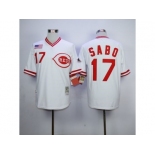 MLB Mitchell And Ness 1990 Cincinnati Reds #17 Chris Sabo White Throwback Stitched Jerseys