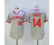 Men Cincinnati Reds #14 Pete Rose Majestic Grey Flexbase Authentic Cooperstown Player Jersey