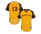 Men's Majestic Boston Red Sox #13 Hanley Ramirez Yellow 2016 All-Star American League BP Authentic Collection Flex Base MLB Jersey