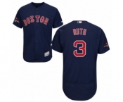 Men's Majestic Boston Red Sox #3 Babe Ruth Navy Blue Alternate Flex Base Authentic Collection 2018 World Series Champions MLB Jersey