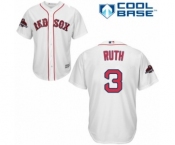 Men's Majestic Boston Red Sox #3 Babe Ruth Replica White Home Cool Base 2018 World Series Champions MLB Jersey