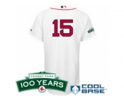 mlb jerseys boston red sox #15 dustin pedroia white(cool base 100th anniversary patch)