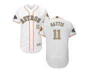 Men Houston Astros #11 Evan Gattis White FlexBase Authentic 2018 Gold Program Stitched Baseball Jersey Men Houston Astros #11 Evan Gattis White FlexBase Authentic 2018 Gold Program Stitched Baseball Jersey