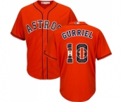 Men's Majestic Houston Astros #10 Yuli Gurriel Authentic Orange Team Logo Fashion Cool Base MLB Jersey Men's Majestic Houston Astros #10 Yuli Gurriel Authentic Orange Team Logo Fashion Cool Base MLB Jersey
