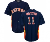 Men's Majestic Houston Astros #11 Evan Gattis Authentic Navy Blue Team Logo Fashion Cool Base MLB Jersey Men's Majestic Houston Astros #11 Evan Gattis Authentic Navy Blue Team Logo Fashion Cool Base MLB Jersey