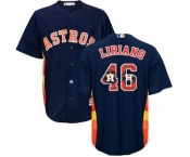 Men's Majestic Houston Astros #46 Francisco Liriano Authentic Navy Blue Team Logo Fashion Cool Base MLB Jersey Men's Majestic Houston Astros #46 Francisco Liriano Authentic Navy Blue Team Logo Fashion Cool Base MLB Jersey