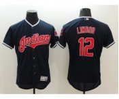 Men Cleveland Indians #12 francisco lindor Majestic Navy Blue Flexbase Authentic Collection Jersey