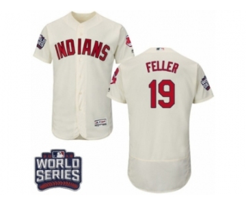 Men's Majestic Cleveland Indians #19 Bob Feller Cream 2016 World Series Bound Flexbase Authentic Collection MLB Jersey