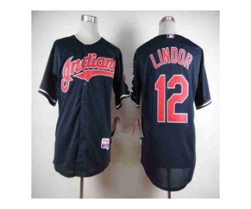 mlb jerseys cleveland indians #12 lindor blue