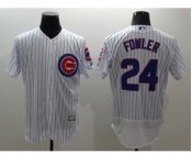Men Chicago Cubs #24 Dexter Fowler Majestic white stripe Flexbase Authentic Collection Player Jersey