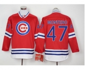 Men Chicago Cubs #47 Miguel Montero Red Long Sleeve Stitched Baseball Jersey