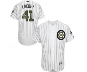 Men's Majestic Chicago Cubs #41 John Lackey Authentic White 2016 Memorial Day Fashion Flex Base MLB Jersey