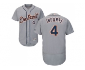 Detroit Tigers #4 Omar Infante Grey Flexbase Authentic Collection Stitched MLB Jersey