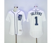 Men Detroit Tigers #1 Jose Iglesias Majestic White Flexbase Authentic Collection Player Jersey