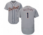 Men's Majestic Detroit Tigers #1 Jose Iglesias Grey Flexbase Authentic Collection MLB Jersey