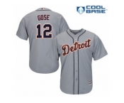 Men's Majestic Detroit Tigers #12 Anthony Gose Replica Grey Road Cool Base MLB Jersey