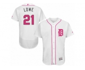 Men's Majestic Detroit Tigers #21 Mark Lowe Authentic White 2016 Mother's Day Fashion Flex Base MLB Jersey