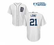 Men's Majestic Detroit Tigers #21 Mark Lowe Replica White Home Cool Base MLB Jersey