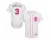Men's Majestic Detroit Tigers #3 Ian Kinsler Authentic White 2016 Mother's Day Fashion Flex Base MLB Jersey