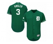 Men's Majestic Detroit Tigers #3 Ian Kinsler Green Celtic Flexbase Authentic Collection MLB Jersey