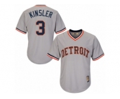 Men's Majestic Detroit Tigers #3 Ian Kinsler Replica Grey Cooperstown MLB Jersey