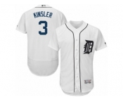 Men's Majestic Detroit Tigers #3 Ian Kinsler White Flexbase Authentic Collection MLB Jersey