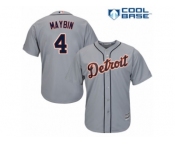 Men's Majestic Detroit Tigers #4 Cameron Maybin Replica Grey Road Cool Base MLB Jersey