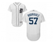 Men's Majestic Detroit Tigers #57 Francisco Rodriguez White Flexbase Authentic Collection MLB Jersey